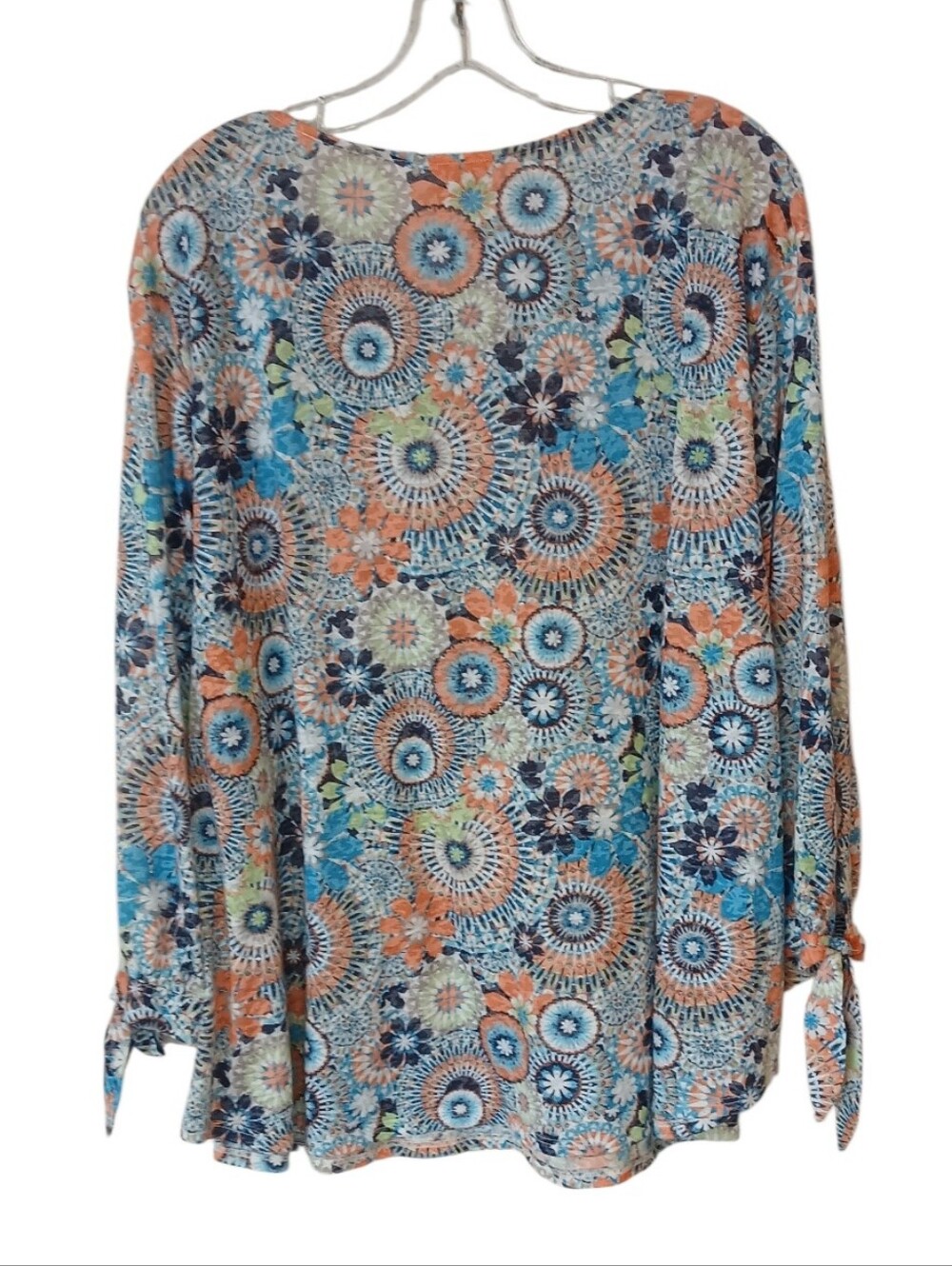 Ruby Rd. Multi-Color Floral Tie-Sleeve Blouse - Picture 3 of 5
